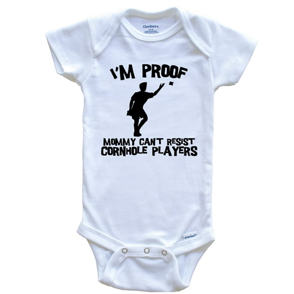 I'm Proof Mommy Can't Resist Cornhole Players Funny Cornhole Baby Bodysuit, 0-3 Months White