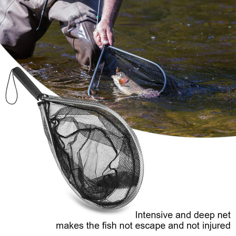 Tebru Trout Net,Durable Fly Fishing Landing Net Mesh Aluminum Alloy Hoop  with Comfortable Handle Accessory 
