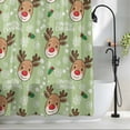 thumbnail image 2 of Christmas Green Small Stall Shower Curtain, Waterproof Shower Curtains for Bathroom, Xmas Cute Elk Winter Leaves Cartoon Snowflake Washable Fabric Bath Curtain for Bathtub with Hooks 36x72 Inches, 2 of 9