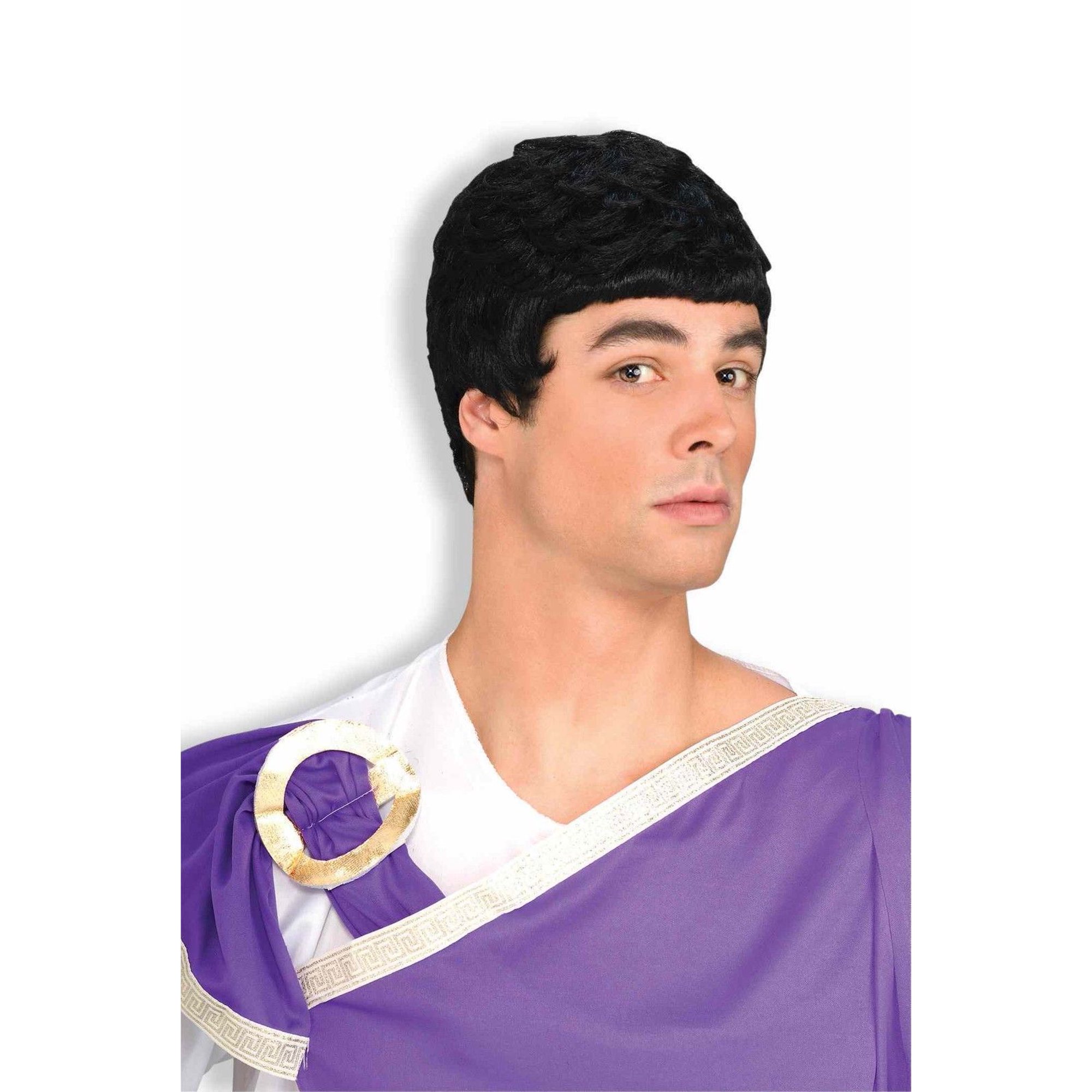 Julius Caesar Wig Black Greek God Mens Roman Costume Accessory
