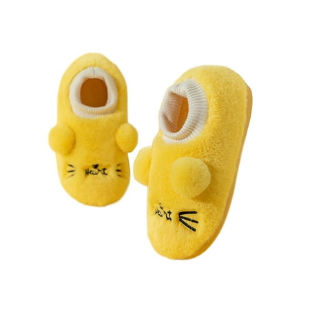 

Eloshman Fuzzy Slippers Women Men Slip On House Shoes Warm Indoor Bedroom Slipper Yellow 7-7.5