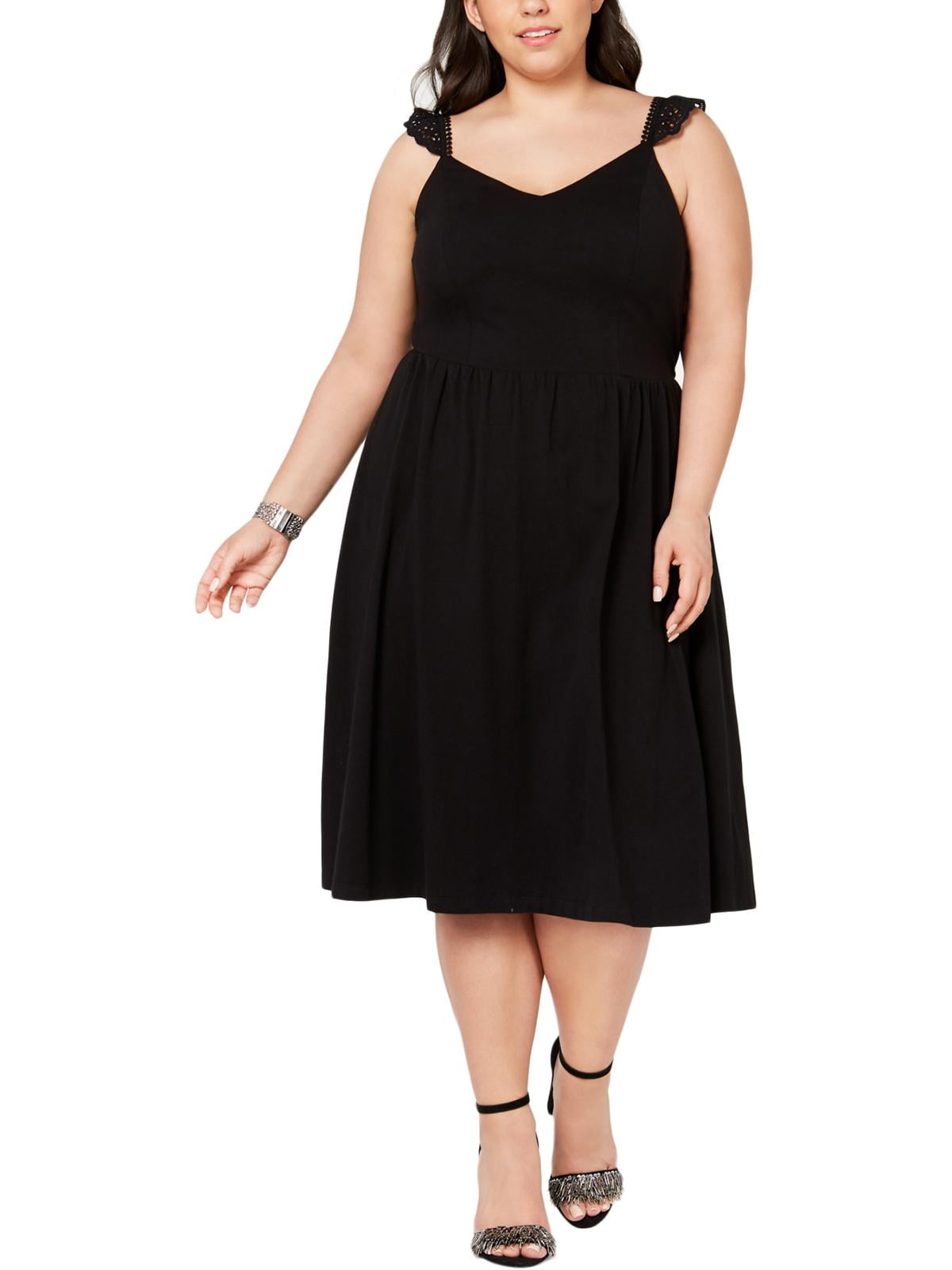 black fit and flare midi dress