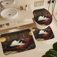 thumbnail image 6 of 4Pcs Shower Curtain Sets with Rugs Funny Cartoon Bookshelf Sleeping Cat Shower Curtain Set with Shower Curtain And Rugs 4 Piece for Book Gifts 12 Hooks for Bathroom Decor 72inch X 72inch, 6 of 8