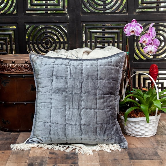 Nassau Collection Quilted Square Stitch Throw Pillow - 20" - Charcoal Gray