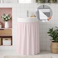 thumbnail image 4 of Blush Pink Line Striped Small Cabinet Curtains 10"W x 11"L, Farmhouse Pink Stripes Sink Skirt Dust-Proof Short Curtain for Bathroom Vanity Storage Cubby Desk, Self Adhesive Privacy Drapes, 4 of 9