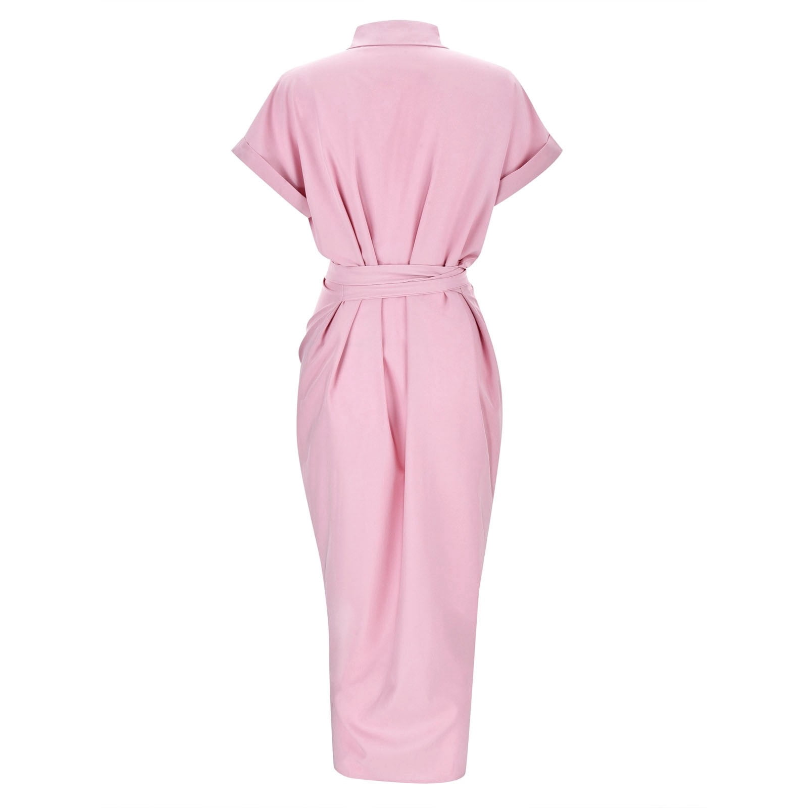 Jamsmile Women Shirt Dress Summer Casual Button Down Solid Color Short Sleeve Belted Shirts Dress Elegant Loose Midi Dress Clothes