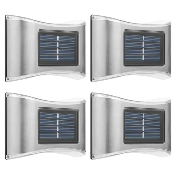 4Pcs Stainless Steel Solar Wall Lamp Outdoor IP65 Waterproof Leds Illuminated Light Yard Garden Street