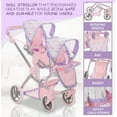 thumbnail image 2 of Dolls To Play Baby Doll Double Stroller Twin Pram Buggy with Adjustable Handle, Rotating Wheels, Storage Basket & Diaper Bag – Purple (27.5 in), 2 of 8