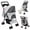 Grey, variant on SHUO Y - Pet Stroller, Foldable 4 Wheels Cat And Dog Stroller with Mesh Windows, Cup Holder, Storage Basket, Pet Strolling Cart Holds up to 22lbs for Small Medium Dogs Cats, Black
