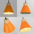 thumbnail image 2 of KAYYELAMP 3 Pcs H-Type Track Lamp Orange Lampshade Wood Base Adjusted Cord Modern Track Pendant Light for Island Kitchen Dining Table Loft(No Bulb, Track), 2 of 7