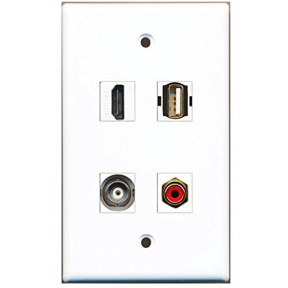 RiteAV - 1 Port HDMI 1 Port RCA Red 1 Port USB A-A 1 Port BNC Wall Plate