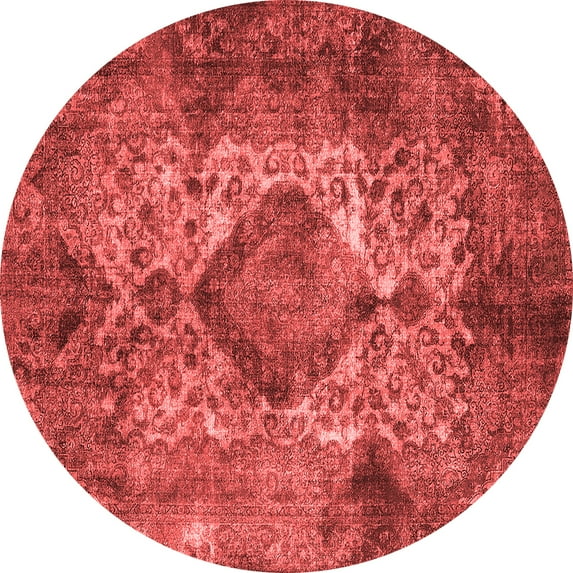 Ahgly Company Indoor Round Oriental Red Industrial Area Rugs, 3' Round