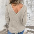 thumbnail image 6 of Sevevn Women's Hollow Pullover V-Neck Solid Color Reversible Long Sleeved Sweater, 6 of 8