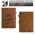 thumbnail image 5 of Case for iPad Air 11 Inch M2 2024,PU Leather Embossed Coconut Tree Slim Case with Pencil Holder Card Slot Protective Smart Cover for iPad Air 11" M2 2024,Brown, 5 of 6