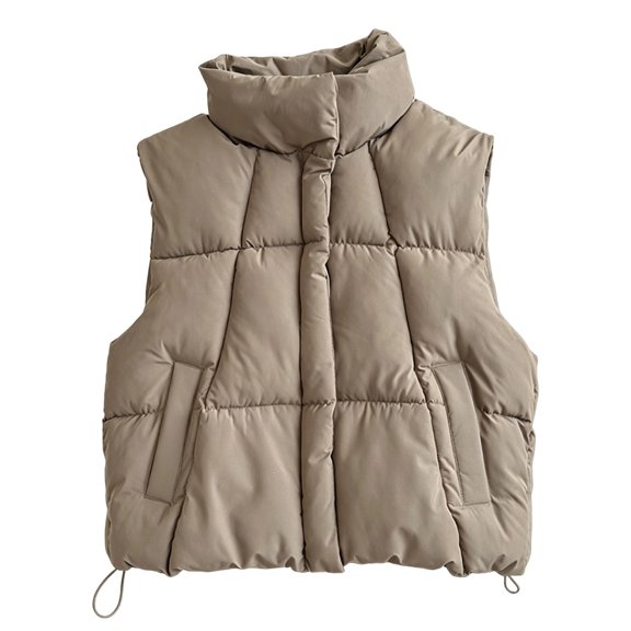 Jalioing Kids Winter Vest Coat Thick Warm Sleeveless Stand Collar Puffer Vest Solid Color Zipper Up Thermal Outerwear