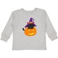 thumbnail image 3 of Inktastic Halloween Cat, Black Cat, Witch Hat, Pumpkin Boys or Girls Long Sleeve Toddler T-Shirt, 3 of 5