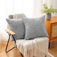 thumbnail image 2 of Deago Pack of 2 Decorative Throw Pillow Covers Soft Chenille Throw Pillows Solid Neutral Farmhouse Textured Cushion Covers for Couch Sofa Bedroom Living Room 18x18 Inch, Gray, 2 of 7