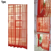 Arkzeo 1pcs Sheer Voile Curtain Red Tulle Voile Door Casement Curtain Drape Panel Sheer Scarf Divider 2m*1m Window Treatments