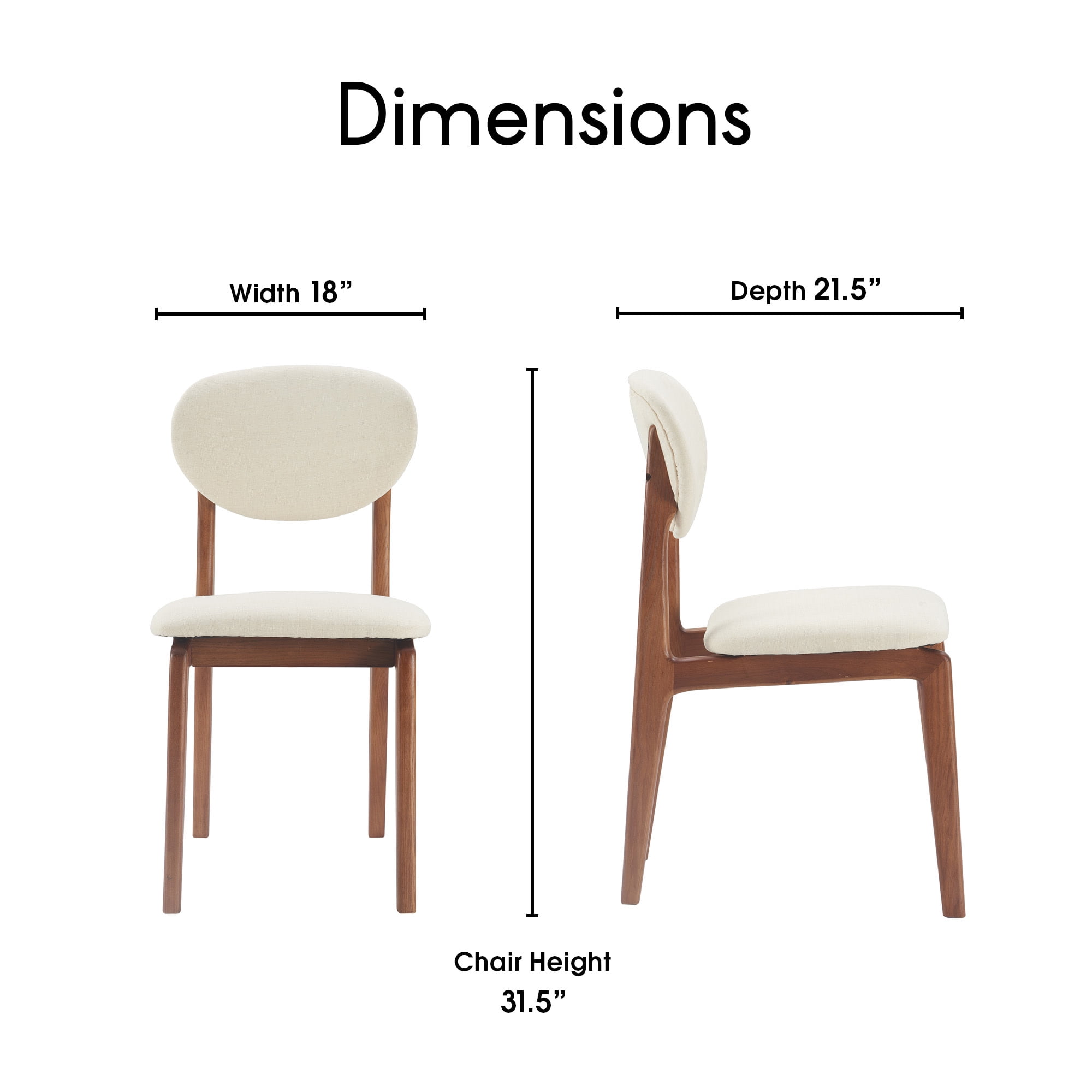 Elle Decor Coralie Dining Chair Set of 2 Buttercream