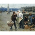 thumbnail image 2 of Chocarne-Moreau, Paul Charles 14x12 Gold Ornate Wood Framed with Double Matting Museum Art Print Titled - The Little Traders, 2 of 4