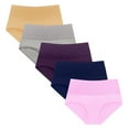 thumbnail image 1 of cfhntfmh 5pc Womens Cotton Underwear Stretchy High Waisted Plus Size Panties Breathable Solid Color Full Coverage Briefs, 1 of 6