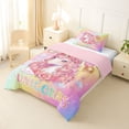 thumbnail image 2 of Erosebridal Cute Unicorn Girls Twin Comforter Sets,Romantic Pink Rose Blossom Flower Bedding Set For Kids,Reversible Pink 2-Piece, 2 of 7