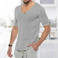 thumbnail image 2 of Big and Tall Shirts for Men Summer Thin V Neck Solid Color Sweater Summer Short Sleeve Knit T Shirt Top Mens Set Workout Shirts Stretchy for Men Shirt Mens Medium T V Neck 3xlt Big 3XL, 2 of 7