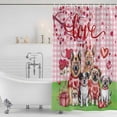thumbnail image 2 of Valentine's Day Shower Curtain Set - Long 72" x 84" Washable Bathtub Curtain with 12 Hooks, Funny Dogs Love Roses Spring Pink Plaid Waterproof Fabric Stall Shower Curtains for Bathroom/Bathtub Décor, 2 of 6