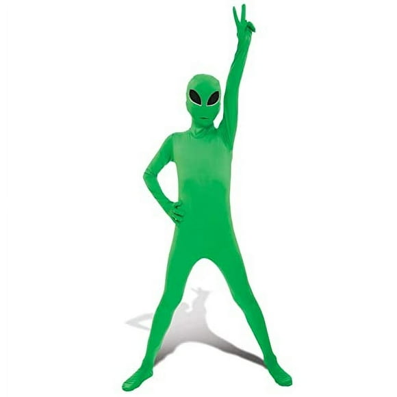 Disfraz de Alien de Morphsuits para niños, traje completo verde para Halloween en talla S