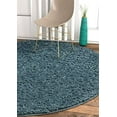 thumbnail image 3 of Well Woven Madison Shag Round Solid Area Rugs, Blue, 3 of 4