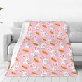 thumbnail image 1 of Fotbe Rabbit And Carrot Manta de Franela Acolchonada con Estampado, Súper Suave y Esponjosa, Extra Grande para Sofá, Cama, Uso Todo el Año-50"x40", 1 of 7