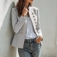 thumbnail image 4 of Maqroz Napoleon Jacket for Womens Stand Collar Long Sleeve Double Breasted Outerwear Gold Decor Buttons Tailored Structured Dressy Jacket for Evening Occasions, 4 of 7