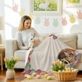 thumbnail image 4 of Throw Blanket Fleece Throw Blanket 50x80in, Spring Easter Watercolor Egg Bunny Soft Lightweight Bed Blankets Colorful Eggs on Burlap Fuzzy Couch Blankets for All Season, 4 of 9