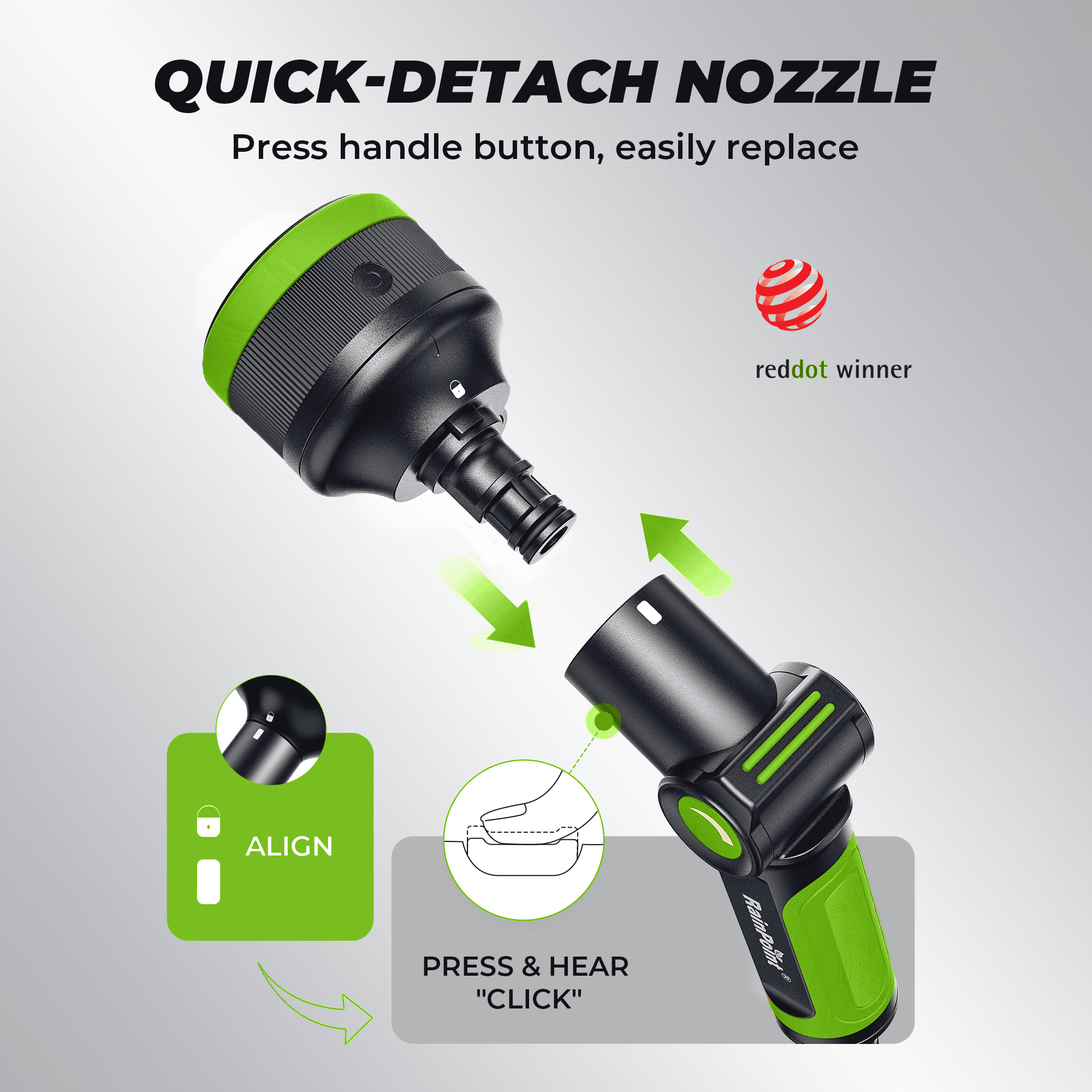 RainPoint Garden Hose Nozzle Thumb Control, 2 Detachable Nozzle 3 & 8-Spray Patterns Water Hose Sprayer for Plants, Flowerbeds Watering