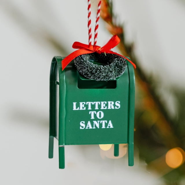 Decoración para buzón de cartas a Papá Noel, diseño vintage, minidecoración de granja, buzón navideño, adorno navideño para familias Verde
