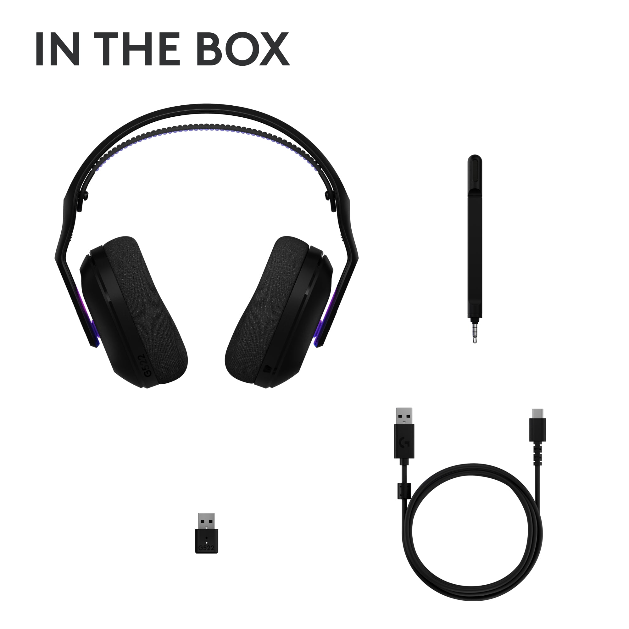 Logitech G522 LIGHTSPEED, casque gaming sans fil, microphone à bande passante complète, audio avancé, triple connectivité (LIGHTSPEED, Bluetooth, USB A vers C), PC, Nintendo Switch/Switch 2 - Noir