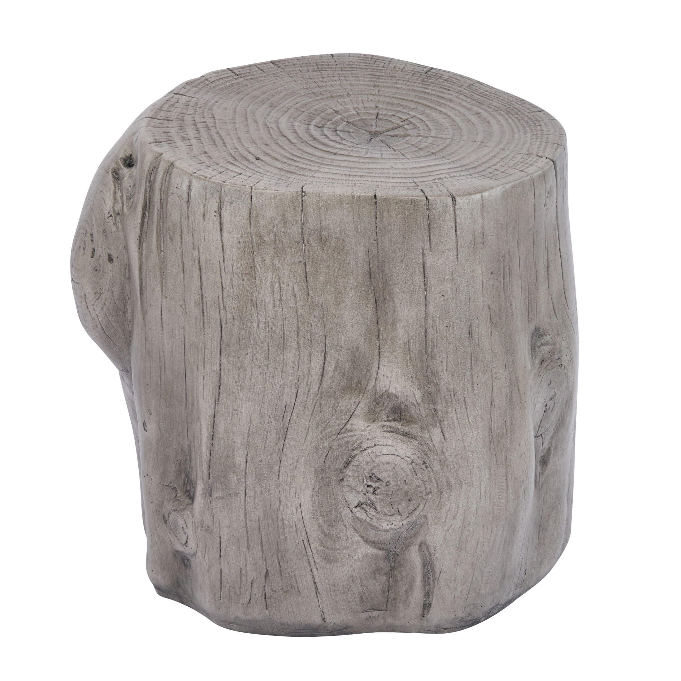 Christopher Knight Home 17.3” Tree Stump Side Table, MGO Accent Table for Indoor & Outdoor Use, Antique Gray