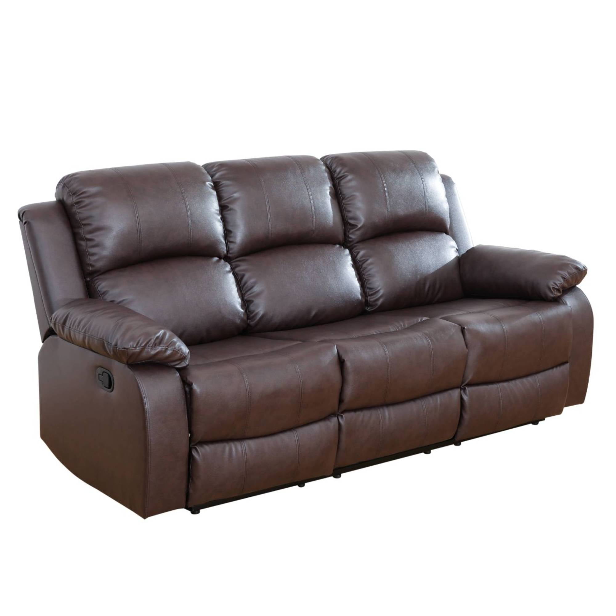 TrumanPick Manual Recliner Sofa Chair, Overstuffed 3 Seat reclining Armchair Home Theater Sofa Recliner for Living Room, Brown