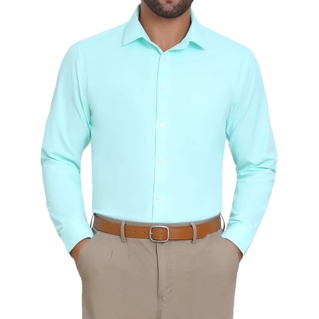 CAMISA DE NEGOCIO DE MANGA LARGA CON BOTONES PARA HOMBRE INSPIRAR CHIC, PATTERN, M VERDE MENTA