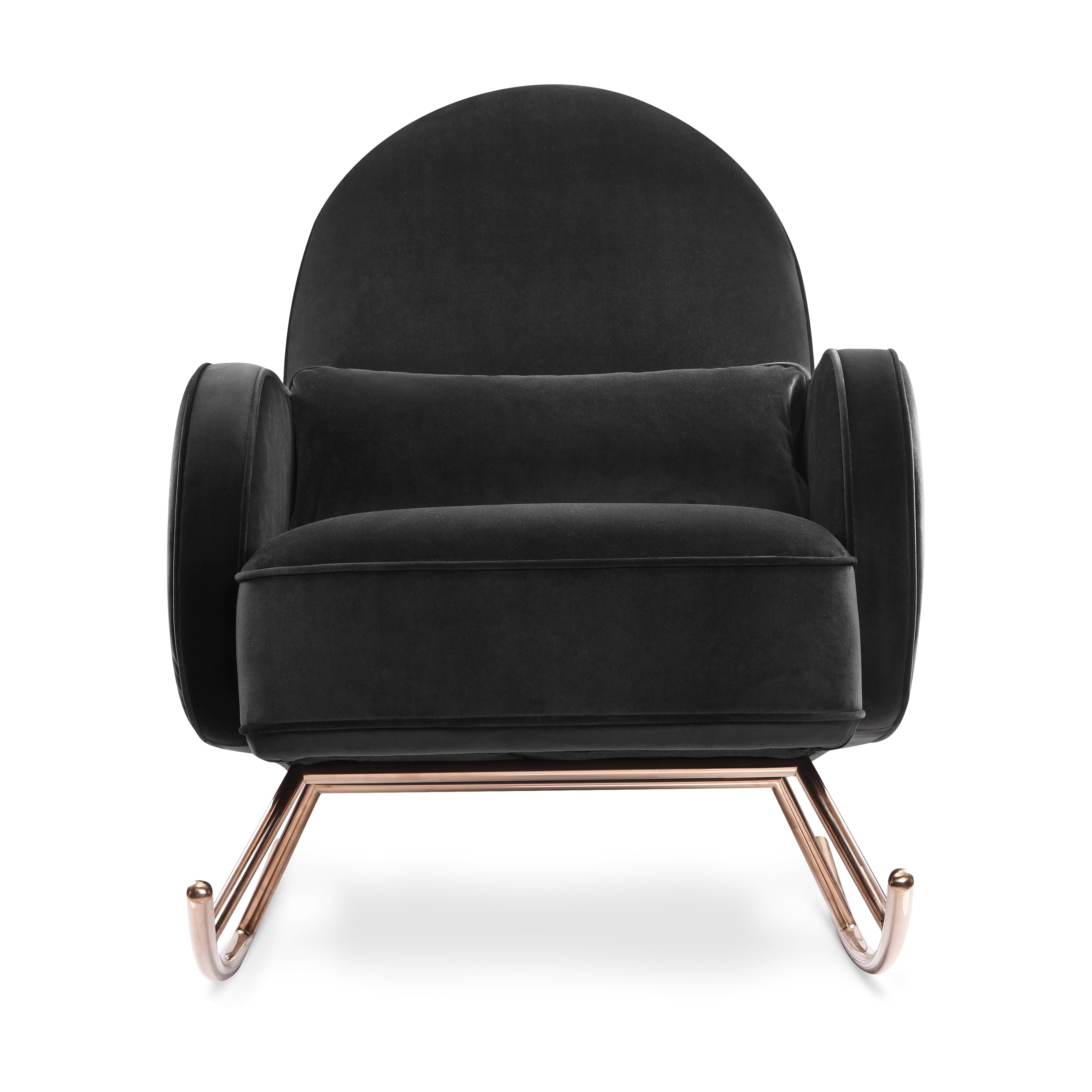 Nursery Works Compass Rocker in Black Velvet with Rose Gold Legs