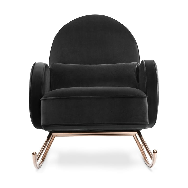 Nursery Works Compass Rocker in Black Velvet with Rose Gold Legs