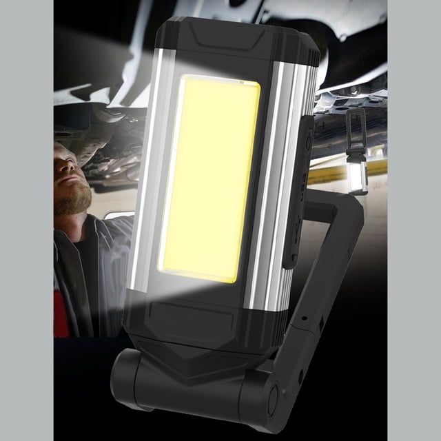Luz de trabajo con base magnética, linternas de supervivencia, banco de energía de 2800 mAh, portátil con 5 modos de lámpara para huracanes, senderismo, , Plegable Plata DYNWAVEMX Luz de trabajo