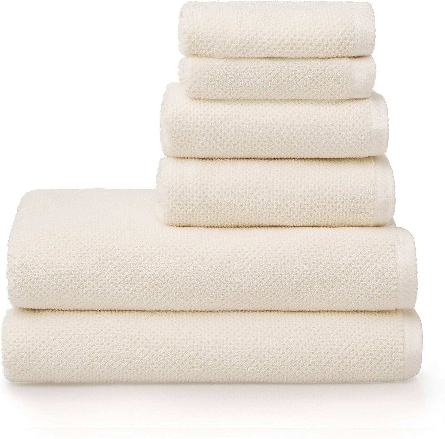 Welhome Franklin Premium | 2 Bath Towels 2 Hand Towels 2 Washcloths |  Popcorn Textured Cream Bathroom Towels | Hotel & Spa Towels for Bathroom |  Soft & Absorbent | 100% Cotton 6 Piece Towel Set - Walmart.com