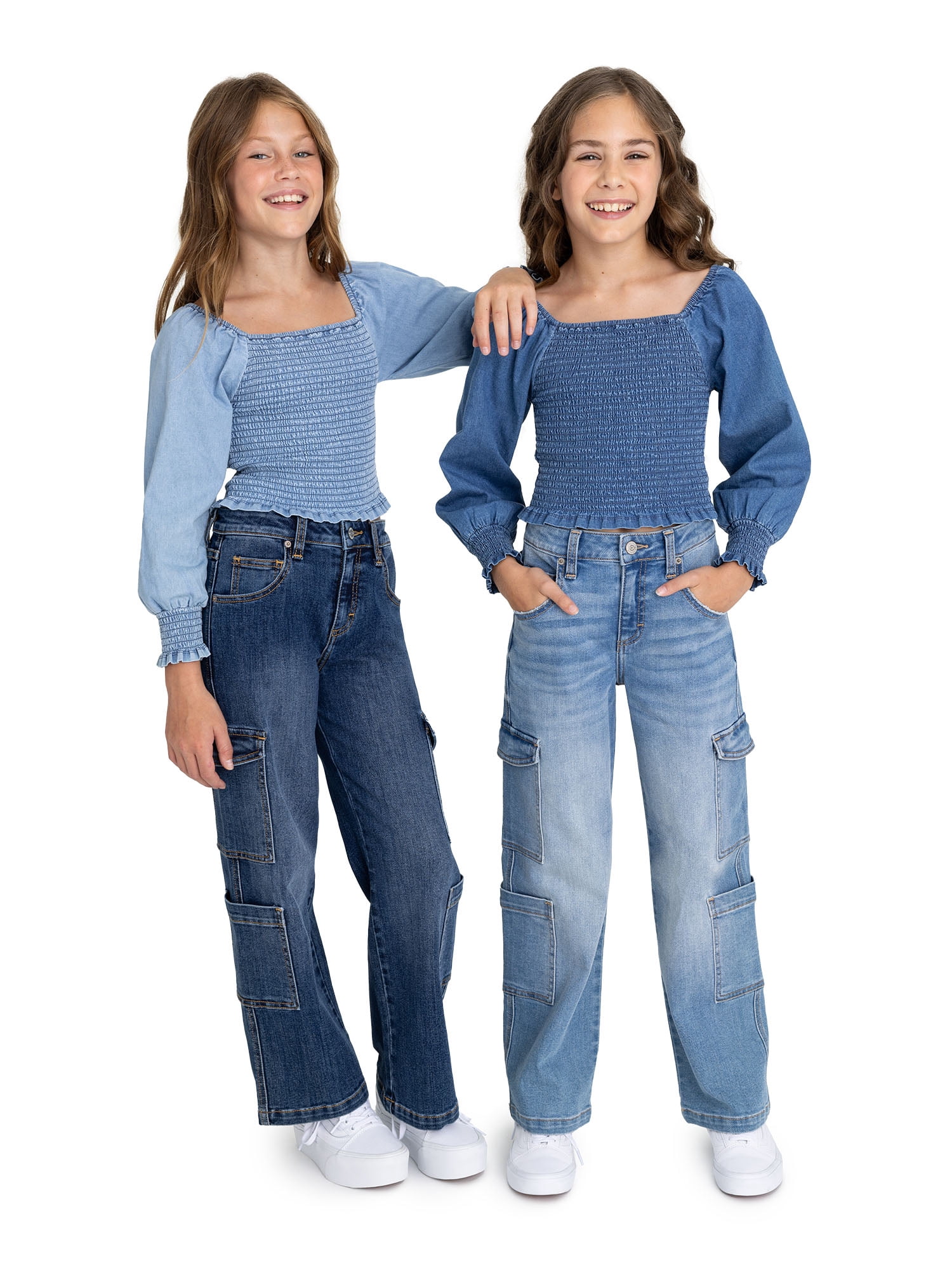 Jordache Girls Smocked Denim Top, Sizes 4-18
