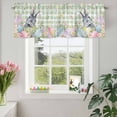 thumbnail image 3 of Valances for Windows Easter Egg Bunny Green Plaid Rod Pocket Short Curtain for Bathroom Living Room Bedroom Spring Wild Flower Leaves 1 Panel 42x12in, 3 of 9