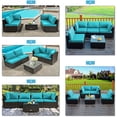 thumbnail image 6 of Patiojoy 6 PCS Patio Wicker Furniture Set With 30" Gas Fire Pit Table 50,000 BTU Turquoise Cushions, 6 of 9
