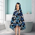 thumbnail image 6 of Blue White Butterfly Pattern Hooded Bath Towel，50"x30" for Ages 3 To 12 Kids, Quick Dry Lightweight Soft Microfiber Hood Beach Towel Cover Up for Kids, 6 of 7