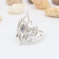 thumbnail image 5 of Earth Gems Jewelry Moonstone Ring Sterling Silver Rings Lotus Design Ring Statement Ring for Women, 5 of 9