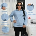 thumbnail image 3 of Gleelaud Plus Size Women Waffle Knit Fall Tops Button Down Polo Shirts Long Sleeve V Neck Loose Fit Tunic, 3 of 5