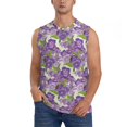 thumbnail image 2 of Lsque Violets Flowers Print Men's Cotton Blend Sleeveless Muscle Shirts (S-3XL)- Moisture Wicking, Odor Protection, UPF 30+,Large, 2 of 8